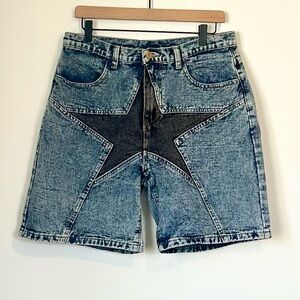 Star Patchwork Denim Shorts - Size: 34